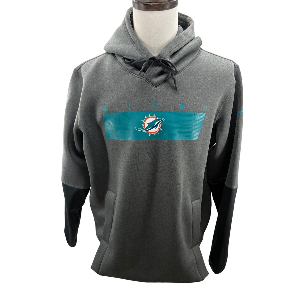 Nike NFL Onfield Miami Dolphins Sweatshirt Performance Scuba Hoodie Mens Large